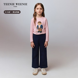 Teenie Weenie Kids小熊童装24秋男女童宽松舒适直筒阔腿针织卫裤 藏青色 120cm