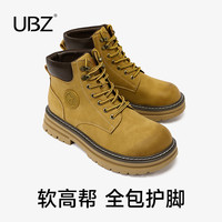 UBZ 防水厚底登山靴男户外2024秋工装英伦风大黄靴短靴马丁靴 沙洲黄(30天) 42