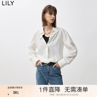 LILY2024秋新款莱赛尔假两件蓬松气球款廓形通勤衬衫 604米白 XL