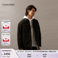 Calvin Klein Jeans24秋季男士通勤ck双面穿刺绣拉链翻领棉服外套J326601 BEH-太空黑 S