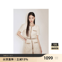 ochirly欧时力 金葱小香风外套套装女短款高级复古2024秋季 浅卡其 S