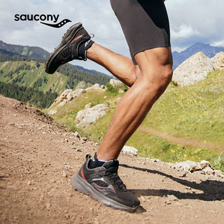 Saucony索康尼远足17越野跑鞋男防滑耐磨户外徒步鞋减震登山运动鞋男鞋子 黑深灰202 46