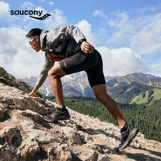 Saucony索康尼远足17越野跑鞋男防滑耐磨户外徒步鞋减震登山运动鞋男鞋子 黑深灰202 46