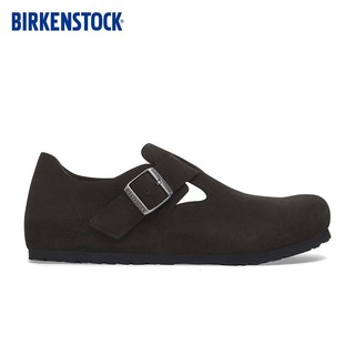 BIRKENSTOCK勃肯男女款牛皮绒面革舒适软木休闲鞋London系列 黑色常规版1028103 35