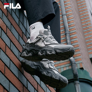 FILA 斐乐男鞋FLUID 5复古运动鞋2024秋猫爪鞋休闲老爹鞋 锡灰/南极灰-PA 42