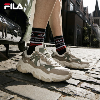 FILA 斐乐男鞋FLUID 5复古运动鞋2024秋猫爪鞋休闲老爹鞋 白芦笋/凝石灰-WT 39