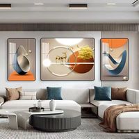 百亿补贴：丽维家 客厅装饰画现代简约沙发背景墙挂画轻奢大气免打孔2023款三联壁画