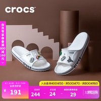 卡骆驰crocs一字拖贝雅卡骆班凉拖 款运动休闲拖鞋|205392 白/深蓝-126 45(290mm)