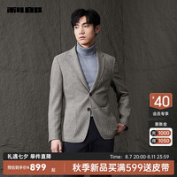 利郎(LILANZ)休闲西服外套男绵羊毛西装24秋季男士修身单西上衣 灰白(23QDX841SA) 185/96A