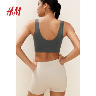 H&M【 MOVE DryMove™】女士运动内衣轻度支撑瑜伽文胸1116753 深灰色 A70