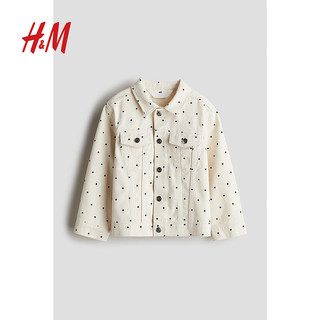 H&M2024秋季童装女童斜纹布图案外套1253256 奶油色/波点 100/56