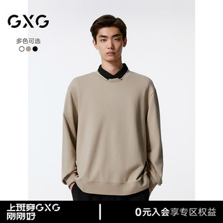 GXG男装 多色后背印花潮流时尚圆领卫衣24年秋季G24X313004 卡其色 175/L