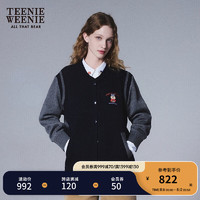 Teenie Weenie小熊2024早春时尚潮酷专色针织开衫棒球毛衣外套 藏青色 165/M