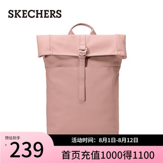 斯凯奇（Skechers）2024男女同款双肩背包舒适休闲大容量多功能包L324U123 浅珊瑚粉/00CL 99