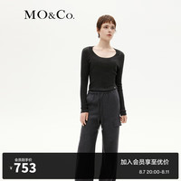 MO&Co.2024冬可机洗羊毛大圆领修身针织衫美拉德MBC4SWTK05 深花灰色 M/165