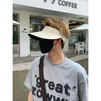 目丸无痕一体防晒帽子男夏季遮阳帽防紫外线大檐骑行运动空顶太阳帽女 米白色无痕防晒帽