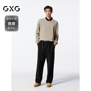 GXG男装 多色后背印花潮流时尚圆领卫衣24年秋季G24X313004 卡其色 170/M