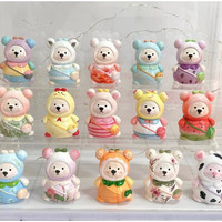 XDA背包熊石膏娃娃儿童蛋仔娃娃3D白胚 8个背包熊 12颜色1笔+调色盘