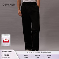 Calvin Klein Jeans24秋季男士简约ck字母印花抽绳腰直筒休闲长裤J326799 BEH-太空黑 M