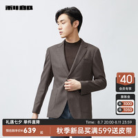 利郎(LILANZ)官方休闲西服外套男修身含绵羊毛单西24秋季男士西装上衣 咖啡灰(23QDX051SA) 1