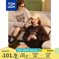 唐狮(TonLion)唐狮2024早秋连帽卫衣女卡通印花帽衫美拉德穿搭落肩卫衣dx 沙砾色 2XL