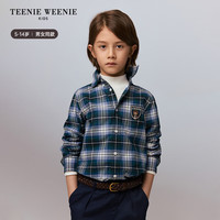 Teenie Weenie Kids小熊童装24秋男女童复古刺绣经典格纹衬衫 粉色 130cm