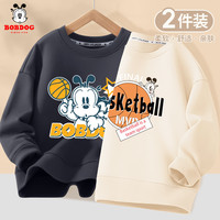 BoBDoG巴布豆男童卫衣儿童秋装宽松休闲上衣舒适套头衫棉质打底长袖中大童童装 石墨灰 搭档巴布+米白 橙球巴布 160