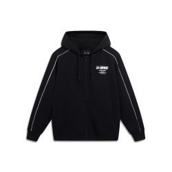 lining李宁卫衣女士秋季新款情侣装长袖针织连帽外套男士复古薄款运动