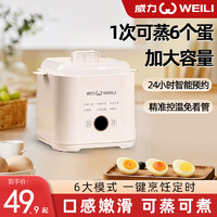 WEILI 威力 多功能小型煮蛋器不锈钢蒸蛋器防干烧自动断电早餐一体机温泉蛋溏心蛋茶叶蛋智能定时煮