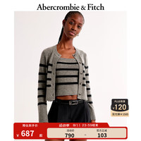 ABERCROMBIE & FITCH女装 24秋季气质时尚休闲两件装针织吊带开衫KI150-4224 黑灰条纹 S (165/92A)