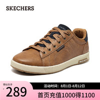 斯凯奇（Skechers）夏季男鞋商务休闲鞋百搭舒适回弹透气 浅浅棕色/LUG 44