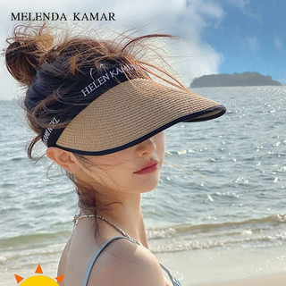 MELENDA KAMAR防晒帽子女空顶轻奢遮阳春夏草帽大檐太阳帽 卡其色