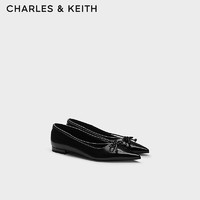 CHARLES&KEITH24秋季CK1-70900540蝴蝶结平底尖头芭蕾舞鞋女 Black Box黑色 36