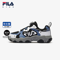 FILA 童鞋儿童跑步鞋2024冬季男女中大童复古猫爪运动鞋 黑/永恒蓝-BI 38码 内长24.0cm