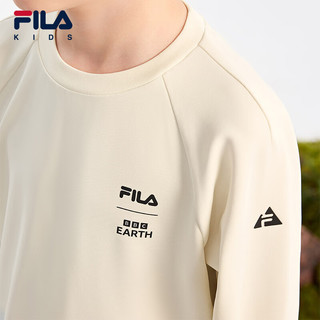 FILA | BBC EARTH联名系列斐乐童装儿童套头衫2024秋季男大童卫衣 乳酪白-IV 140