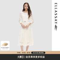歌力思（ELLASSAY）2024秋季法式优雅重工气质蕾丝连衣裙女EWD353Y09300 香槟杏 L