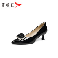 红蜻蜓 RED DRAGONFLY女单鞋2024秋季女士单鞋优雅时装女单鞋浅口通勤女鞋WFB34012 黑色 35