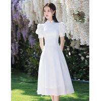 怀典成人礼服女18嵗礼服裙子连衣裙白色旗袍高端气质简约小女日常 白色 S