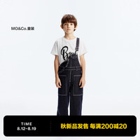 little MO&Co.little moco童装24秋装男女童牛仔背带裤连体长裤KBD3JPS003 牛仔蓝色 150/61