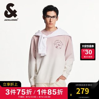 杰克·琼斯（JACK&JONES）男装衣服秋季舒适100%纯棉宽松潮流时尚简约渐变色圆领套头卫衣男 C18 尘埃粉 190/108A/XXL