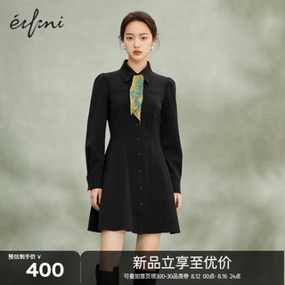 伊芙丽（eifini）伊芙丽醋酸高级感小黑裙连衣裙2024春装1E1290241G 黑色 155/80A/S