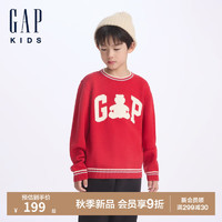 Gap【大小童同款】Gap男童2024秋季小熊毛衣儿童装上衣641748 红色 120cm(6-7岁) 亚洲尺码