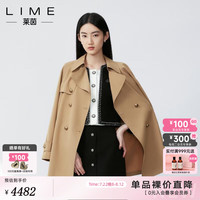 LIME FLARE莱茵短风衣英伦系腰带短款风衣2024秋新款羊毛混纺外套 黑色