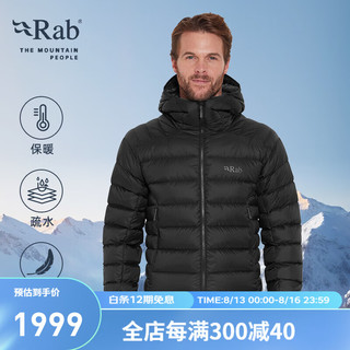 Rab24秋冬Electron男士连帽疏水防风轻便750蓬鹅绒羽绒服 QDB-69 黑色BLK M