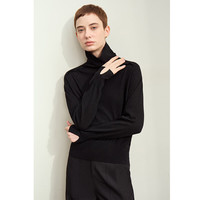 AMII2024秋新款温暖舒适百搭高领开叉袖口毛衣女显瘦羊毛衫上衣