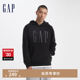 Gap 盖璞 男女装2024初秋字母logo印花连帽长袖口袋卫衣上衣609135 黑色 175/96A(L) 亚洲尺码