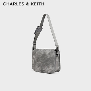 CHARLES&KEITH24秋CK2-20271407简约翻盖斜挎小方包腋下包女 CK2-20271407-1深灰色 S