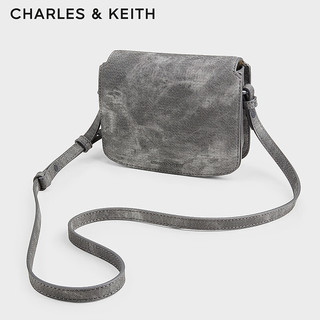 CHARLES&KEITH24秋CK2-20271407简约翻盖斜挎小方包腋下包女 CK2-20271407-1深灰色 S