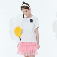 Kappa Kids卡帕纯棉女童短袖T恤2024夏季新款童装甜美女孩上衣透气儿童夏装 薄款