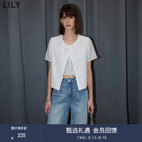 LILY2024夏法式优雅气质全棉舒适泡泡袖设计感高级感通勤衬衫 601白色 S